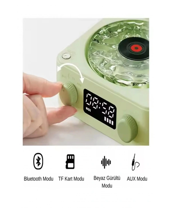 Waves Nostalji Plak Görünümlü Bluetooth Hoparlör 3d Ses Dalgası Retro Müzik Plak Yeşil