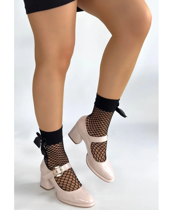 Weys Bej Rugan Topuklu Ayakkabı