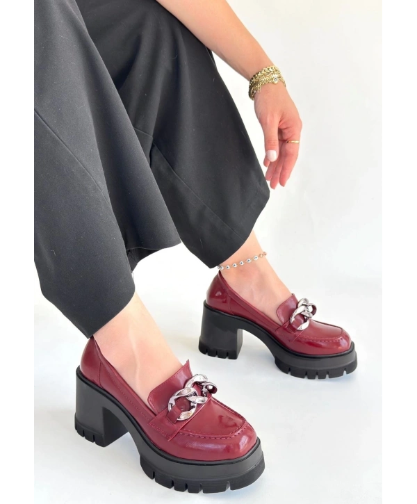 Winar Bordo Rugan Doldu Topuk Ayakkabı