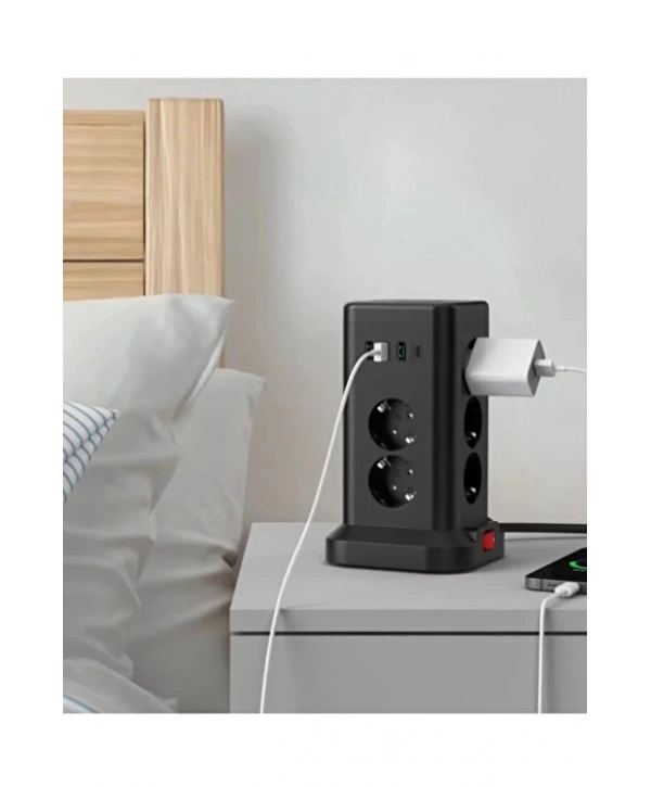 Wp711 Akım Korumalı Priz Kablosuz Şarj İstasyonu 11x Soket 3x Usb 1xtype-c Kablolu Grup Priz