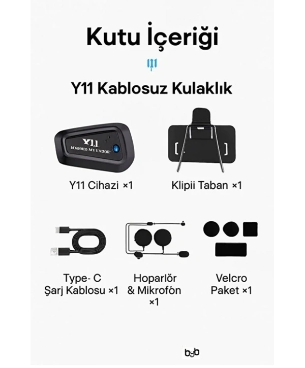 Y11 Bluetooth Kulaklık Mikrofonlu Motosiklet Kulaklığı İntercom Bt 5.3