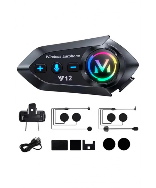 Y12  Motor Kask Kulaklık Rgb Modlu Radyolu Motosiklet Kulaklık 5.3 Bluetooth Intercom