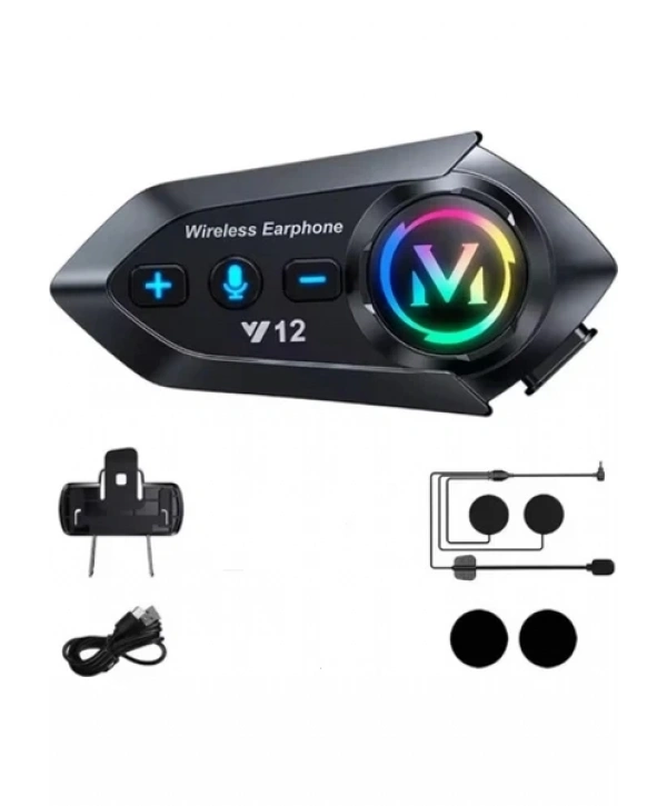 Y12  Motor Kask Kulaklık Rgb Modlu Radyolu Motosiklet Kulaklık 5.3 Bluetooth Intercom
