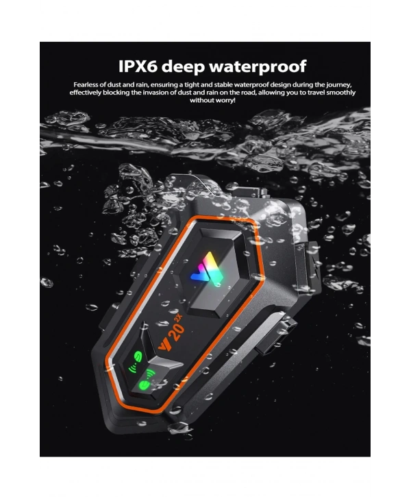 Y20 2x 1000m Telsiz Mesafeli 2 Kişi Bağlantılı Bluetooth Kask Kulaklık Fenerli İntercom