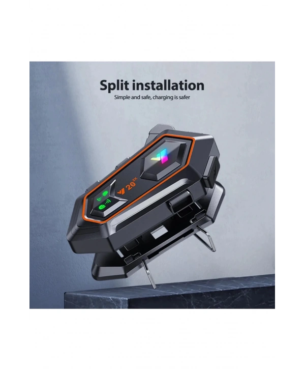 Y20 2x 1000m Telsiz Mesafeli 2 Kişi Bağlantılı Bluetooth Kask Kulaklık Fenerli İntercom