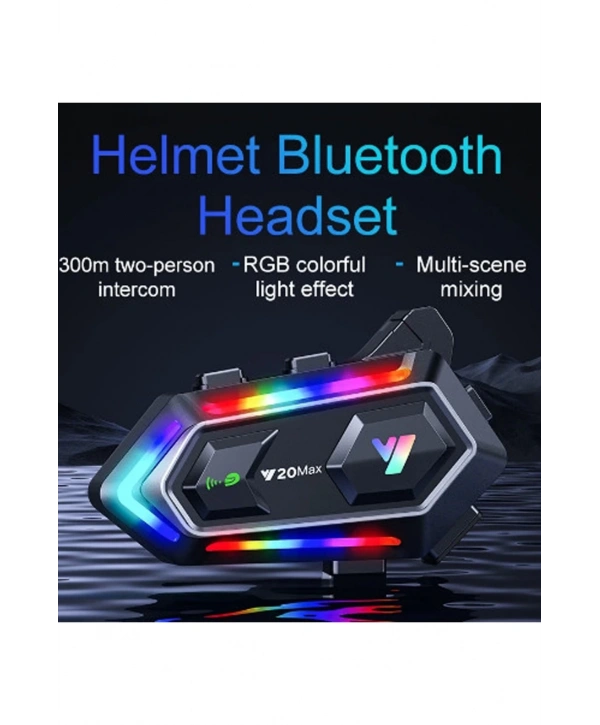 Y20 Max Motosiklet Bluetooth 5.3 Kask Intercom 2 Kişi 300 Metre Eşleşme Özellikli