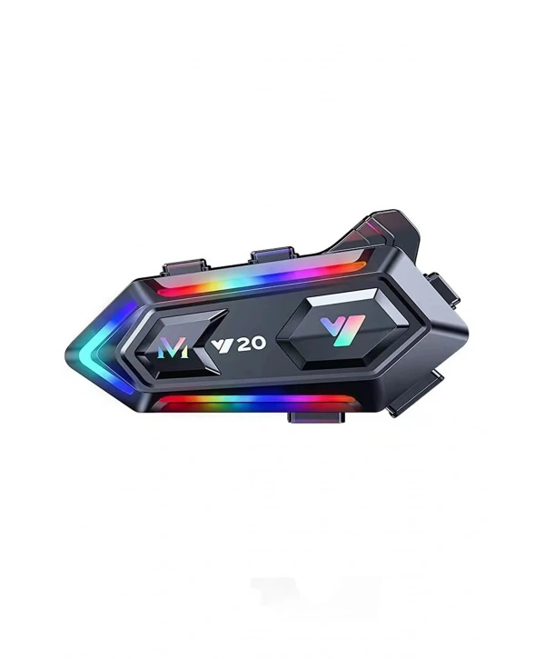 Y20 Motor Kurye Kask Kulaklık Rgb Modlu Bluetooth Motosiklet Kulaklık 5.3 Bluetooth Interkom