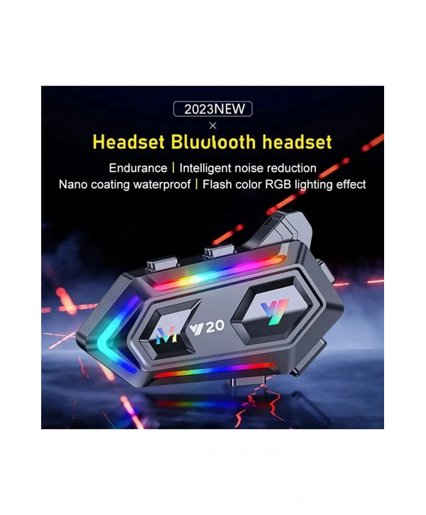 Y20 Motor Kurye Kask Kulaklık Rgb Modlu Bluetooth Motosiklet Kulaklık 5.3 Bluetooth Interkom