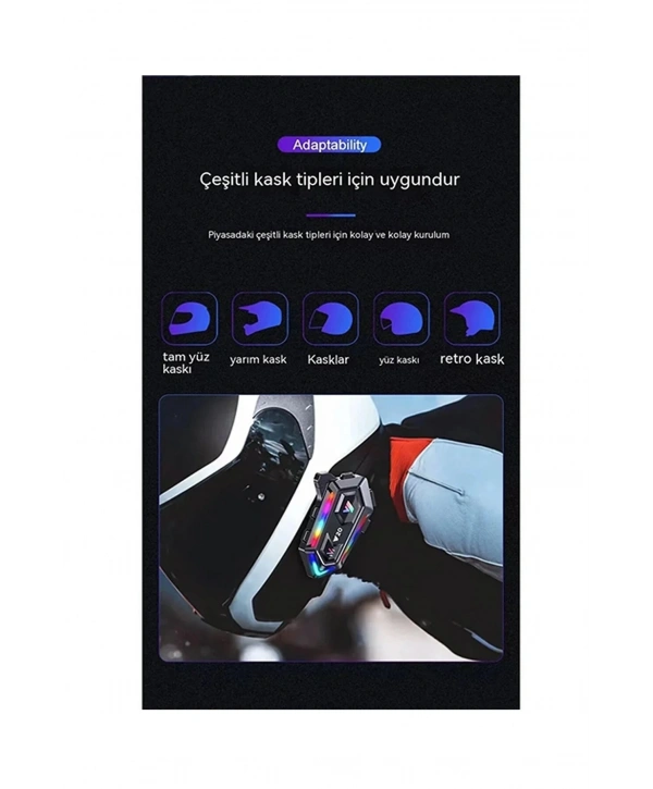 Y20 Motor Kurye Kask Kulaklık Rgb Modlu Bluetooth Motosiklet Kulaklık 5.3 Bluetooth Interkom