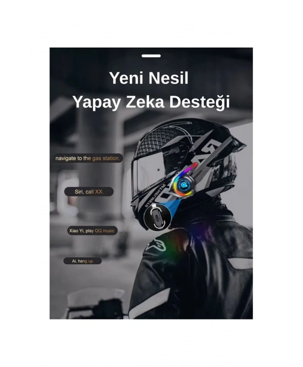 Y21 Rgb Işık Efektli Intercom Bluetooth Motosiklet Kask Kulaklığı Intercom Kulaklık