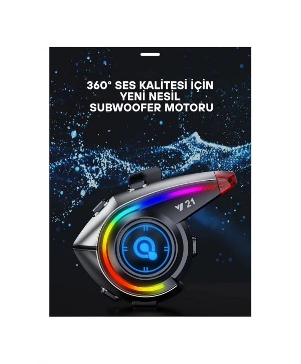 Y21 Rgb Işık Efektli Intercom Bluetooth Motosiklet Kask Kulaklığı Intercom Kulaklık