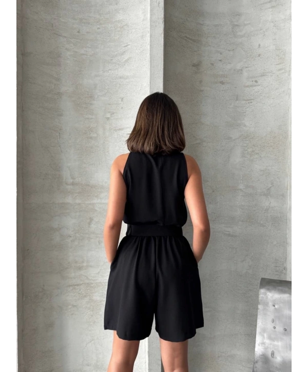 Yakalı şort tulum