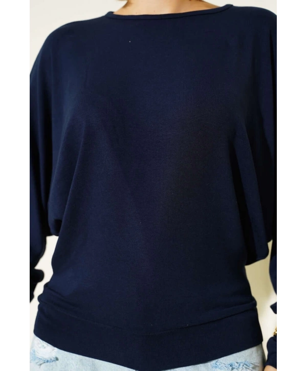 Yarasa Kol Salaş Bluz Lacivert T4273