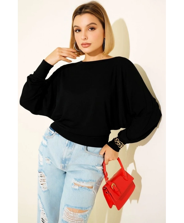 Yarasa Kol Salaş Bluz siyah T4273