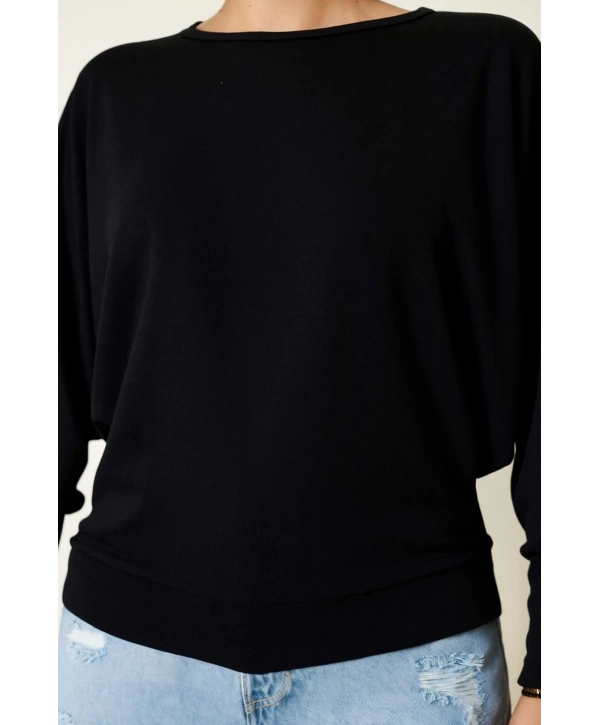 Yarasa Kol Salaş Bluz siyah T4273