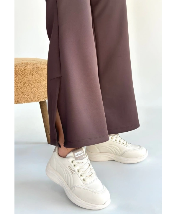 Yejja Bej Cilt Bağcıklı Spor Ayakkabı