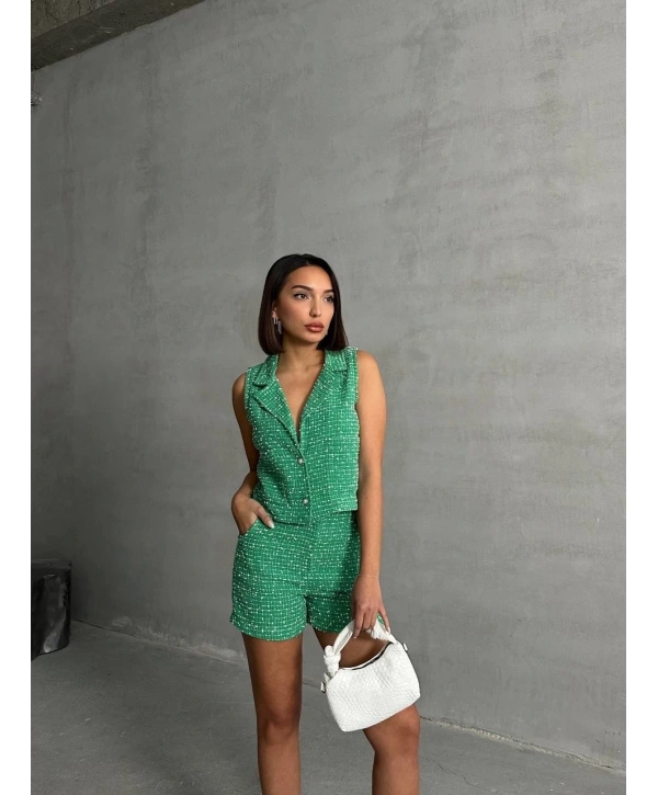 Yelekli şort takım Yeşil
