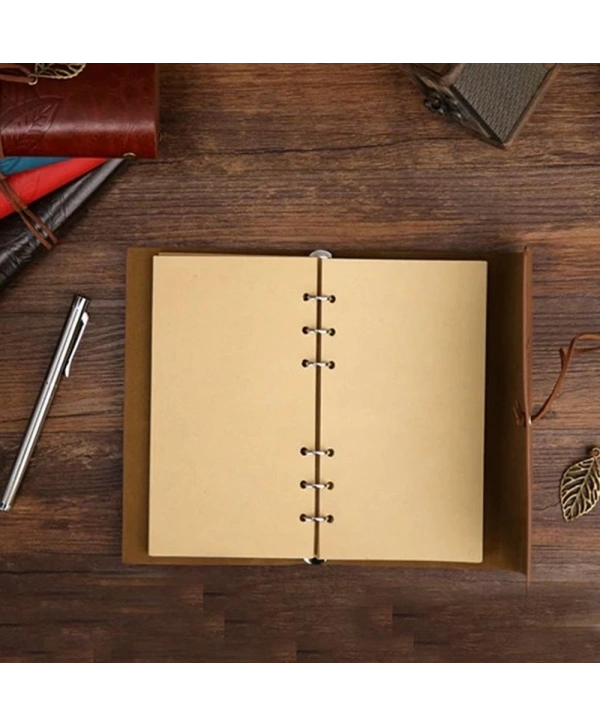 Yeşil Deri Kapaklı Yaprak Desenli Defter