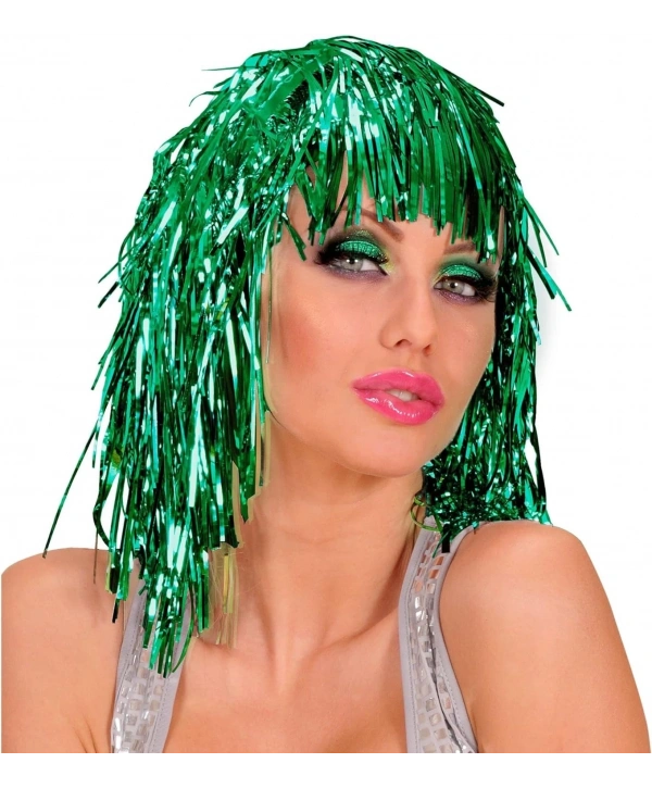 Yeşil Işıltılı Metalize Parti Peruğu