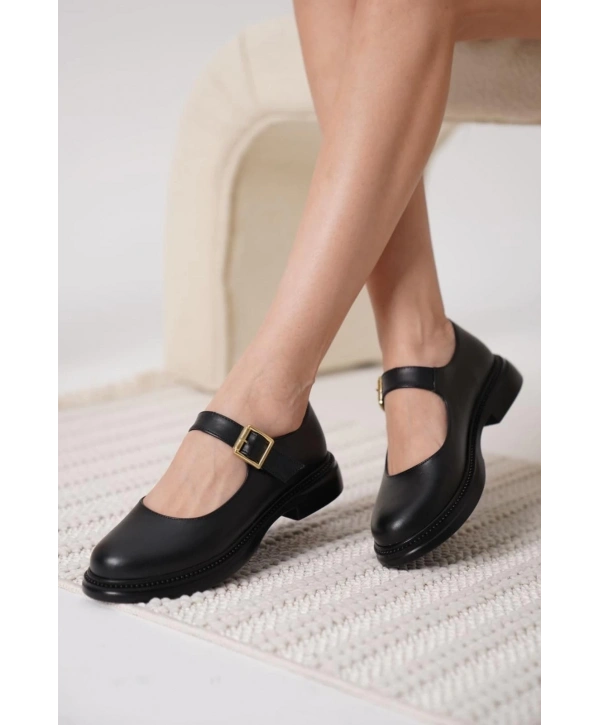 Yokox Siyah Cilt Oxford Ayakkabı