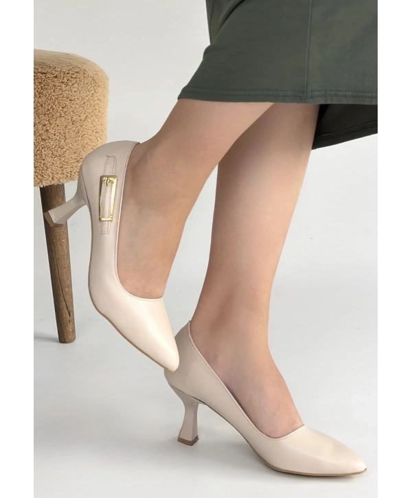 Yons Bej Cilt Topuklu Ayakkabı