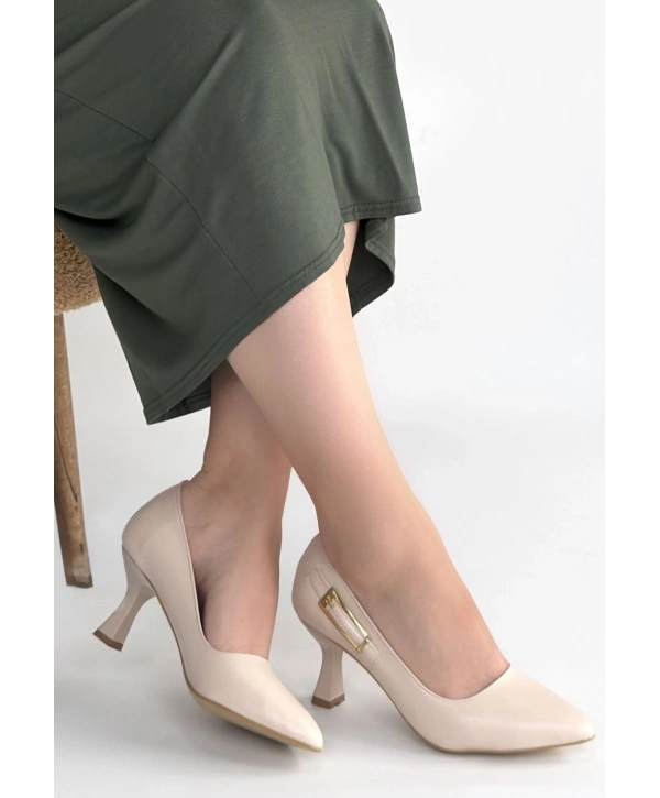 Yons Bej Cilt Topuklu Ayakkabı