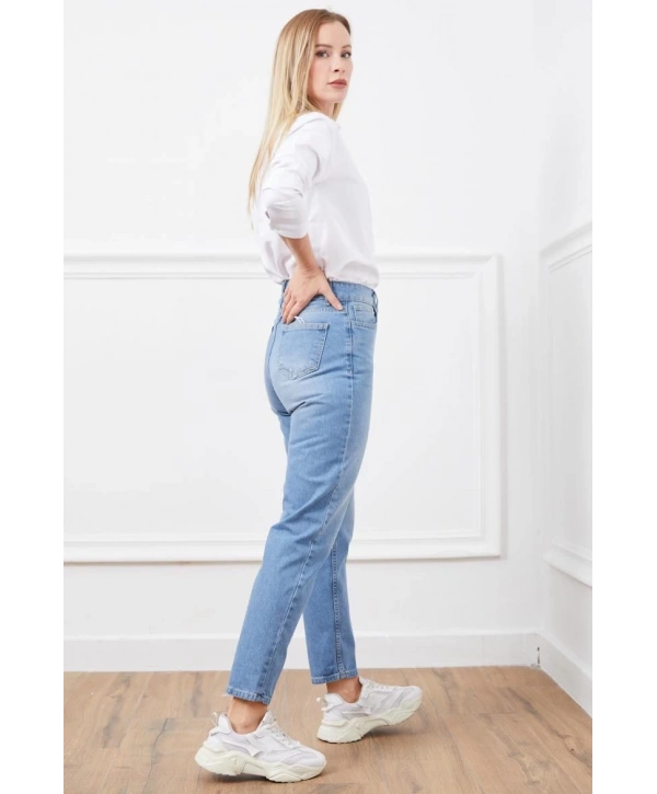 Yüksek bel mom jean pantolon