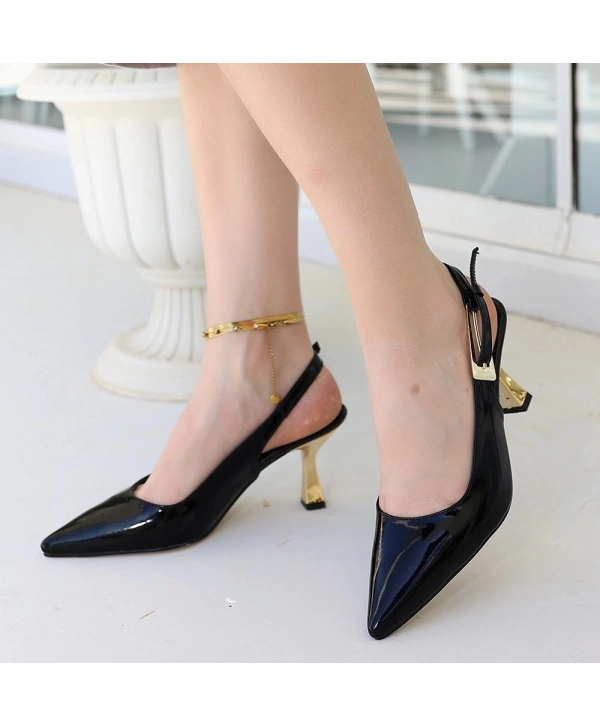 Zalin Siyah Rugan Topuklu Ayakkabı