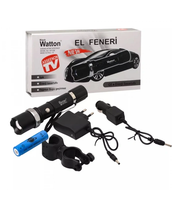 Zoomlu Şarjlı El Feneri En Uygun Fiyata  Wt-038