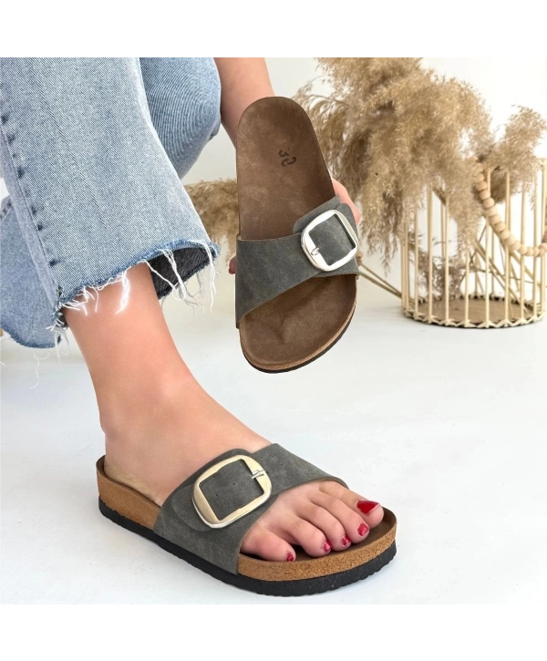 Zooy Yeşil Nubuk Terlik