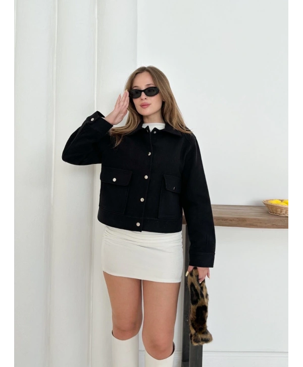 Zr model kaşe ceket siyah st255807