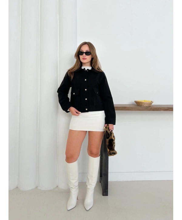 Zr model kaşe ceket siyah st255807