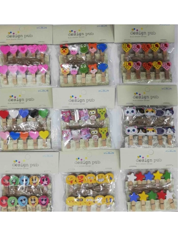 10lu Şekilli Ahşap Mandallar 3.5cm (10lu Set-10 Paket)