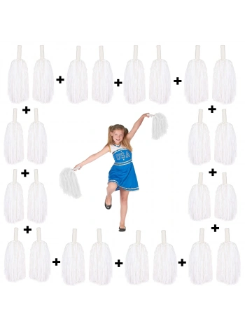 12 Çift ( 24 Adet ) Beyaz Renk 23 Nisan 19 Mayıs 29 Ekim Okul Gösteri Ponponları