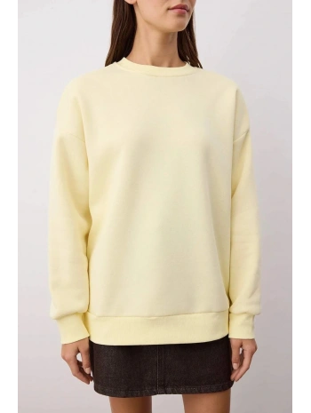 3 iplik şardonlu bisiklet yaka sweatshirt sarı