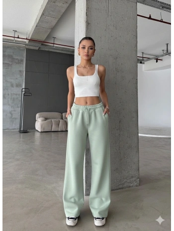 3 iplik şardonlu oversize eşofman mint yeşili