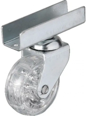 327 - 50x20 Mm Şeffaf Makaralı Uzun U Tablalı Teker 4 Adet