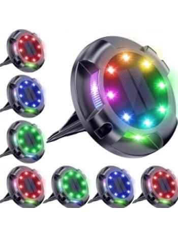 4lü Solar Panelli Kazıklı Zemin Solar Ledi 8+4 Led Rgb
