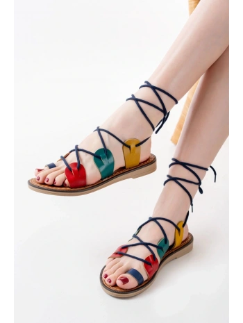 205-01 Multi Bilekten Bağlamalı Ortopedik Hakiki Deri Kadın Sandalet