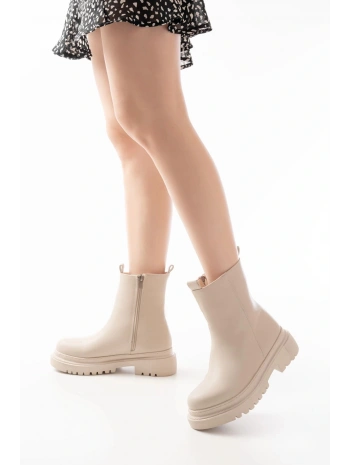 812-2012 Bej Luna Fermuarlı Günlük Kadın Bot