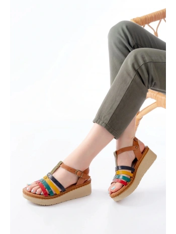 730-142 Multi Hakiki Deri Ortopedik Taban Kadın Sandalet