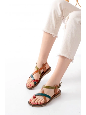 205-08 Multi Ortopedik Hakiki Deri Kadın Sandalet