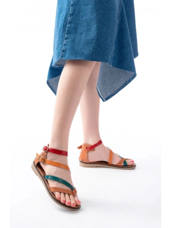 205-039 Taba Multi Bilekten Bağlamalı Parmak Arası Kadın Sandalet