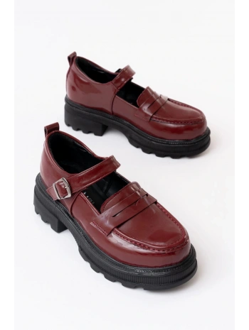 745-771 Bordo Rugan Kadın Günlük Yüksek Tabanlı Loafer Ayakkabı