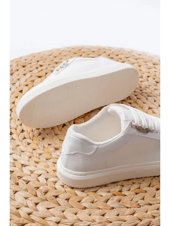 P-910 Beyaz Bağcıklı Taban Dikişli Günlük Kadın Spor