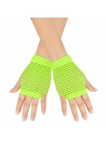 80’ler 90’lar Retro Neon Yeşil File Parmaksız Kısa Eldiven 11 Cm
