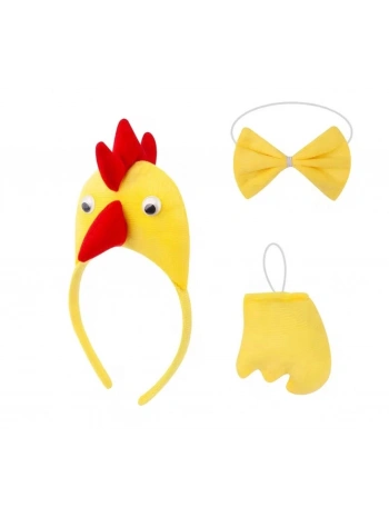 Çocuk Horoz Tavuk Kostüm Seti 3 Parça (taç + Papyon + Kuyruk)