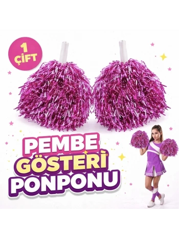 1 Çift ( 2 Adet ) Pembe Renk 23 Nisan 19 Mayıs 29 Ekim Okul Gösteri Ponponları