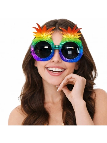 Tropikal Ananas Tasarımlı Renkli Hawaii Parti Gözlüğü