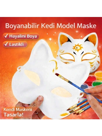 Boyanabilir Kedi Model Maske – Kendi Tasarımını Oluştur